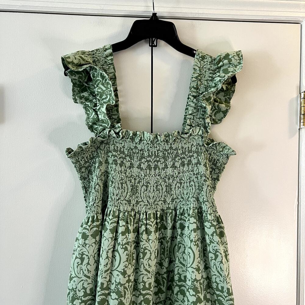 Hill House Ellie Nap Midi Dress Green Jacquard size XL New - Picture 6 of 9